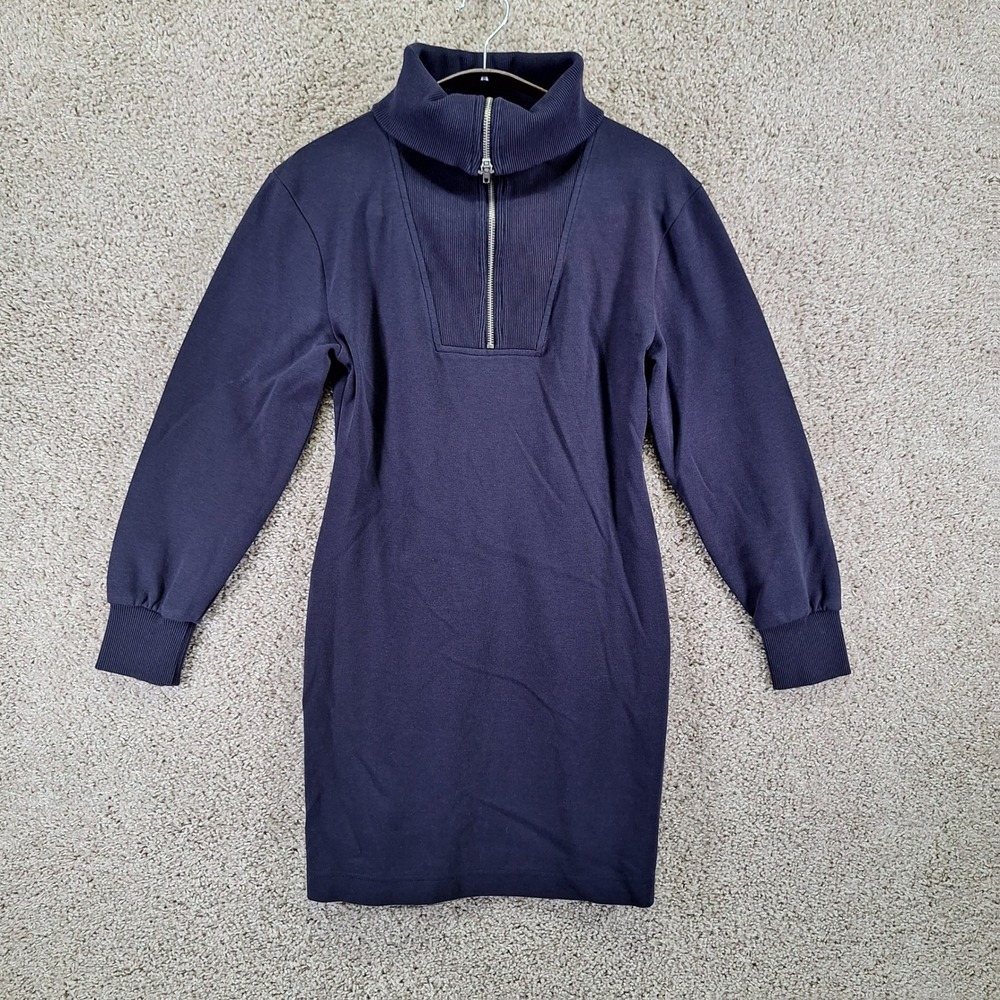 Free Assembly Dress Women XS Blue Quarter Zip Mock Neck Mini Casual Preppy